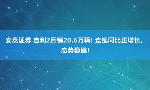 安泰证券 吉利2月销20.6万辆! 连续同比正增长, 态势稳健!